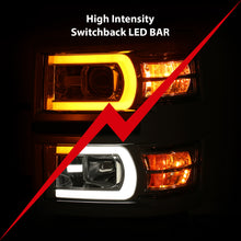Load image into Gallery viewer, 14-15-Chevrolet-Silverado-1500-Projector-Headlights-W-Plank-Style-Switchback-Chrome-W-Amber