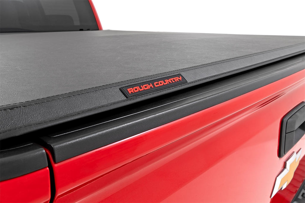 Rough Country 41214550A Soft Tri-Fold Tonneau Bed Cover for Select Chevrolet Silverado 1500, GMC Sierra