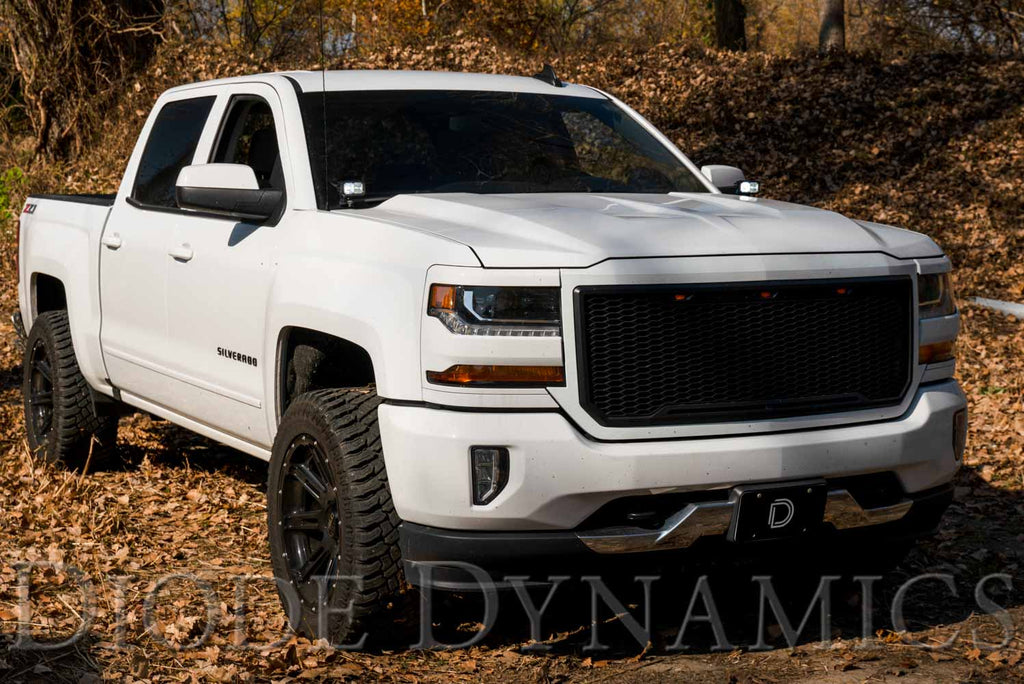 Diode Dynamics DD6661 Allows you to mount two Stage Series 2in LED Pods above the hood. for Select Chevrolet Silverado 1500, GMC Sierra
