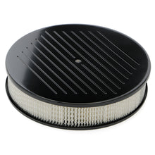 Load image into Gallery viewer, 14-In.-Round-Aluminum-Air-Cleaner-Set;-3-In.-Tall;-Pinstripes--Black-Finish