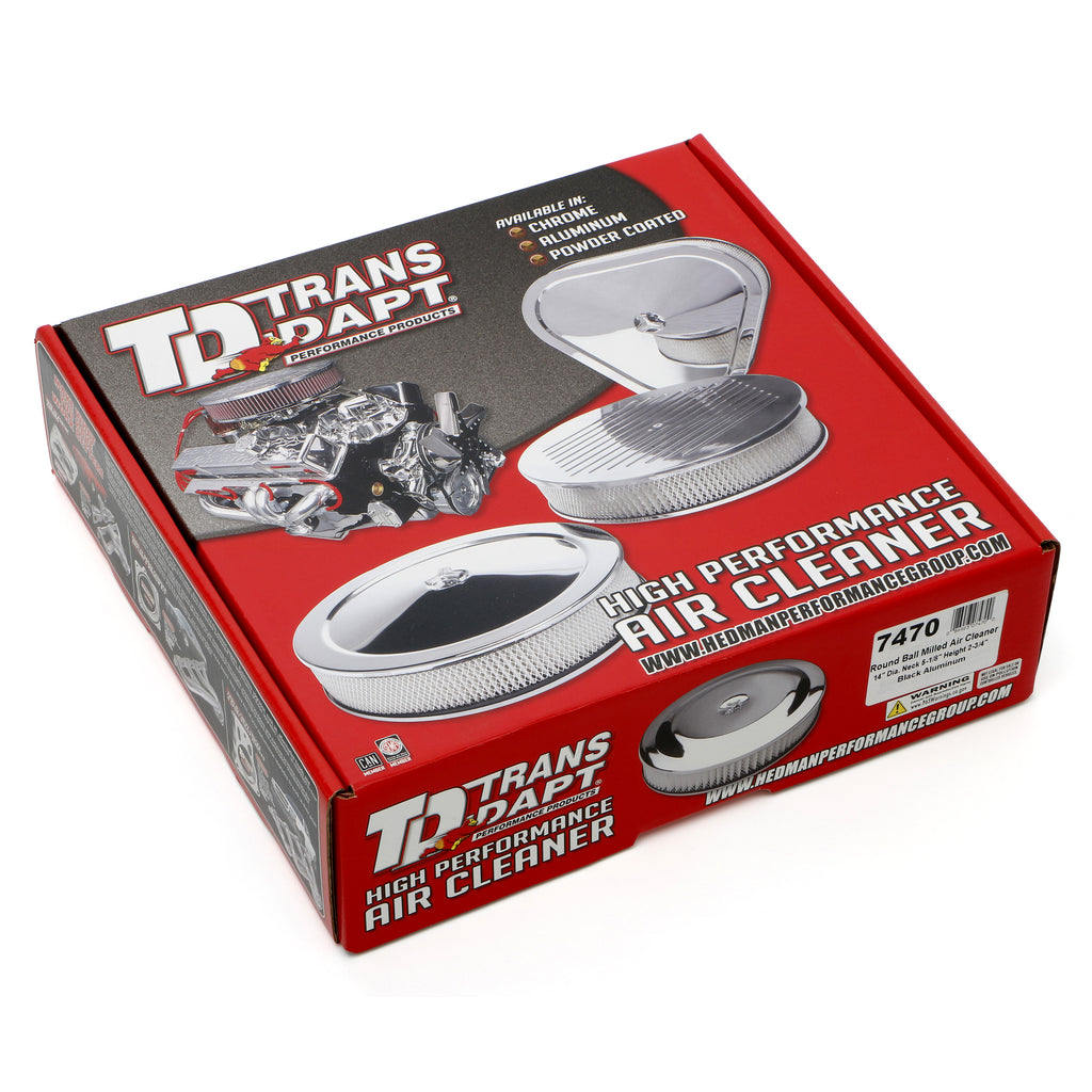 14-In.-Round-Aluminum-Air-Cleaner-Set;-3-In.-Tall;-Pinstripes--Black-Finish