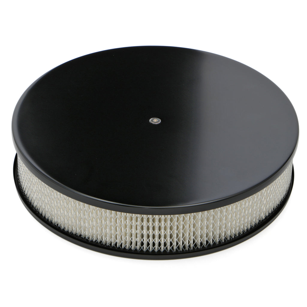 14-In.-Round-AluminumSteel-Air-Cleaner-Set;-3-In.-Tall;-Plain--Black-Finish