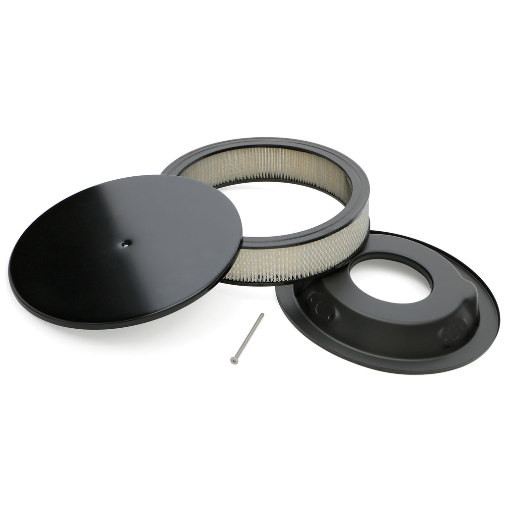 14-In.-Round-AluminumSteel-Air-Cleaner-Set;-3-In.-Tall;-Plain--Black-Finish