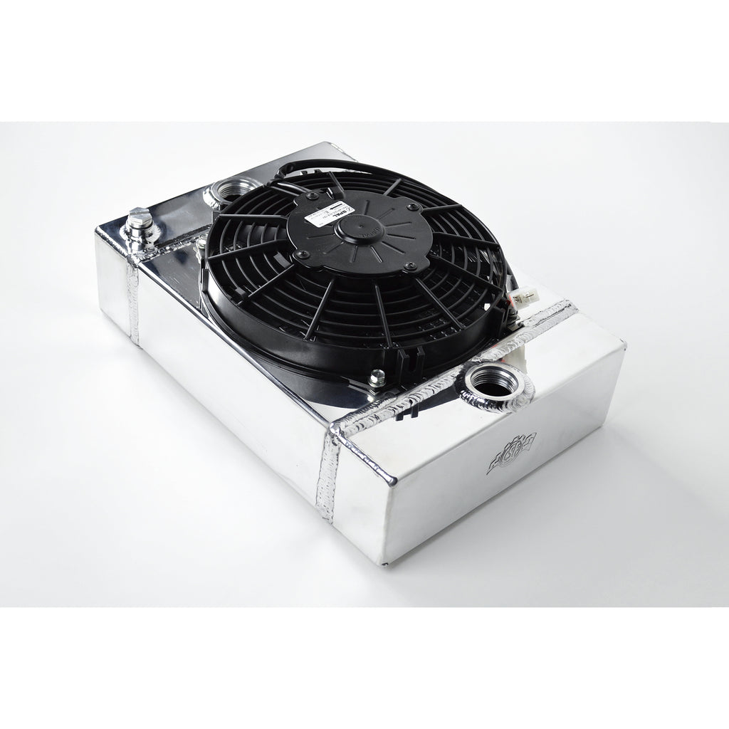 ~(14-Lbs.-18X15x9)~-Universal-Drag-Race--Tuck-Radiator--10.5H-In-X-10L-In-X-3.6W-In-(5.65-In-WFan)---Includes-9-Inch-Spal-Fan---Includes-InletOutlet-Kit-(1.25-Or--16)--Installation-Brackets