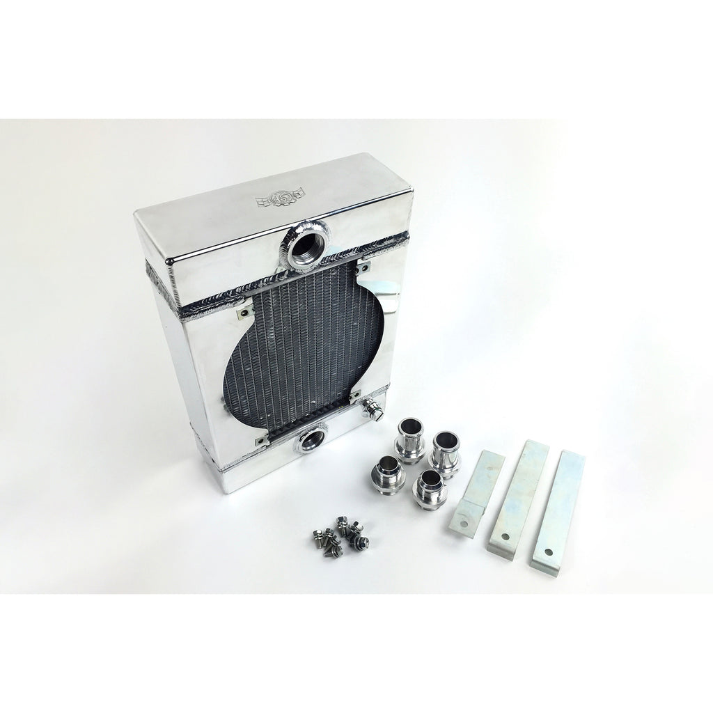 ~(14-Lbs.-18X15x9)~-Universal-Drag-Race--Tuck-Radiator--10.5H-In-X-10L-In-X-3.6W-In-(5.65-In-WFan)---Includes-9-Inch-Spal-Fan---Includes-InletOutlet-Kit-(1.25-Or--16)--Installation-Brackets