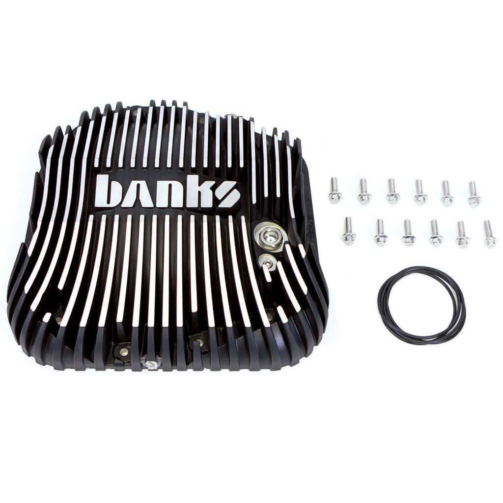 ~(14-Lbs.-19X8x6)~-Banks-Differential-Cover-Kit-Sterling-10.25-Black-Milled-1985-2019-Ford-F250F350