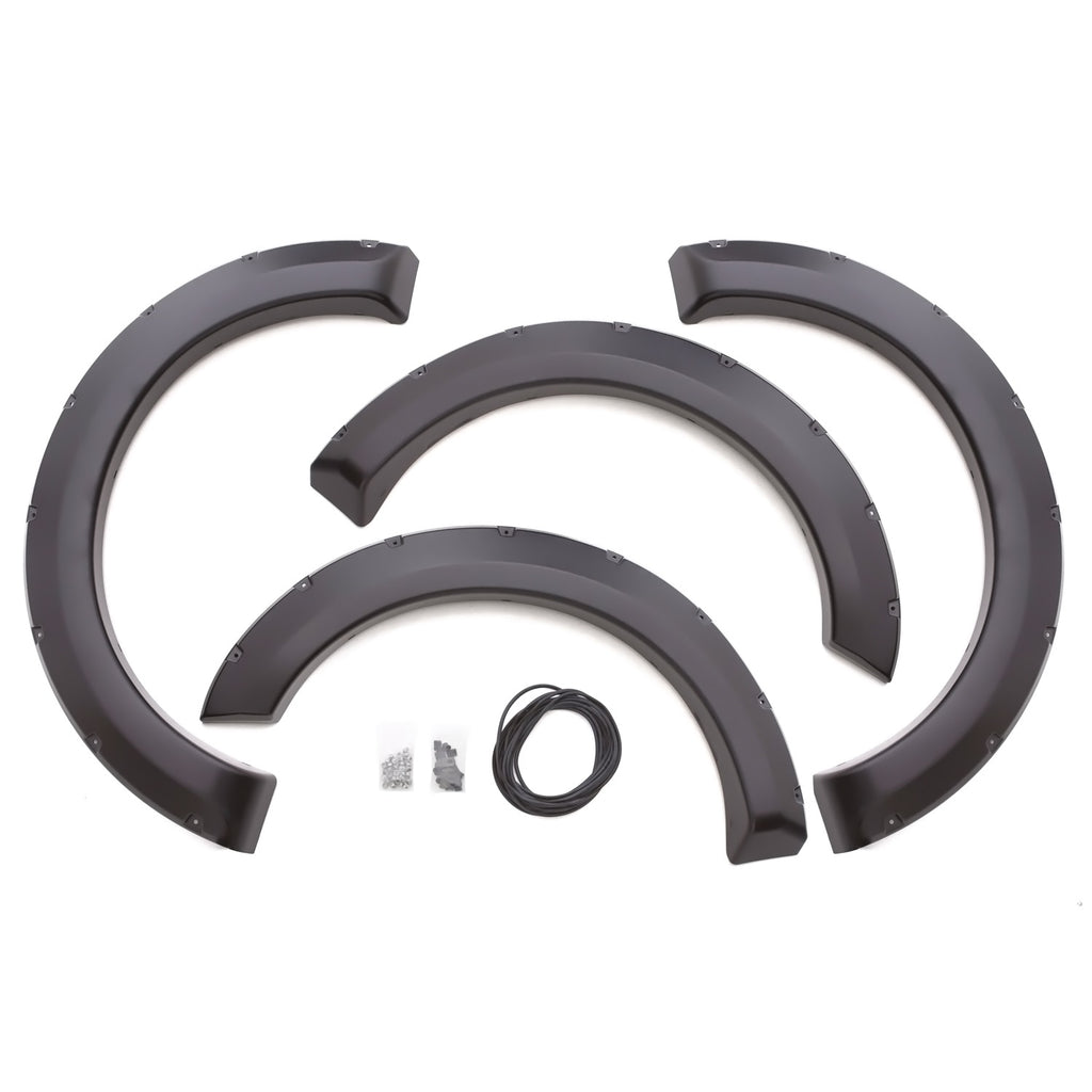 ~(14-Lbs.-51X27x9)~-Rx-Rivet-Style-4Pc-Standard-Fender-Flare-Elite-Series-1999-2007-Ford-F-250-Color-Black