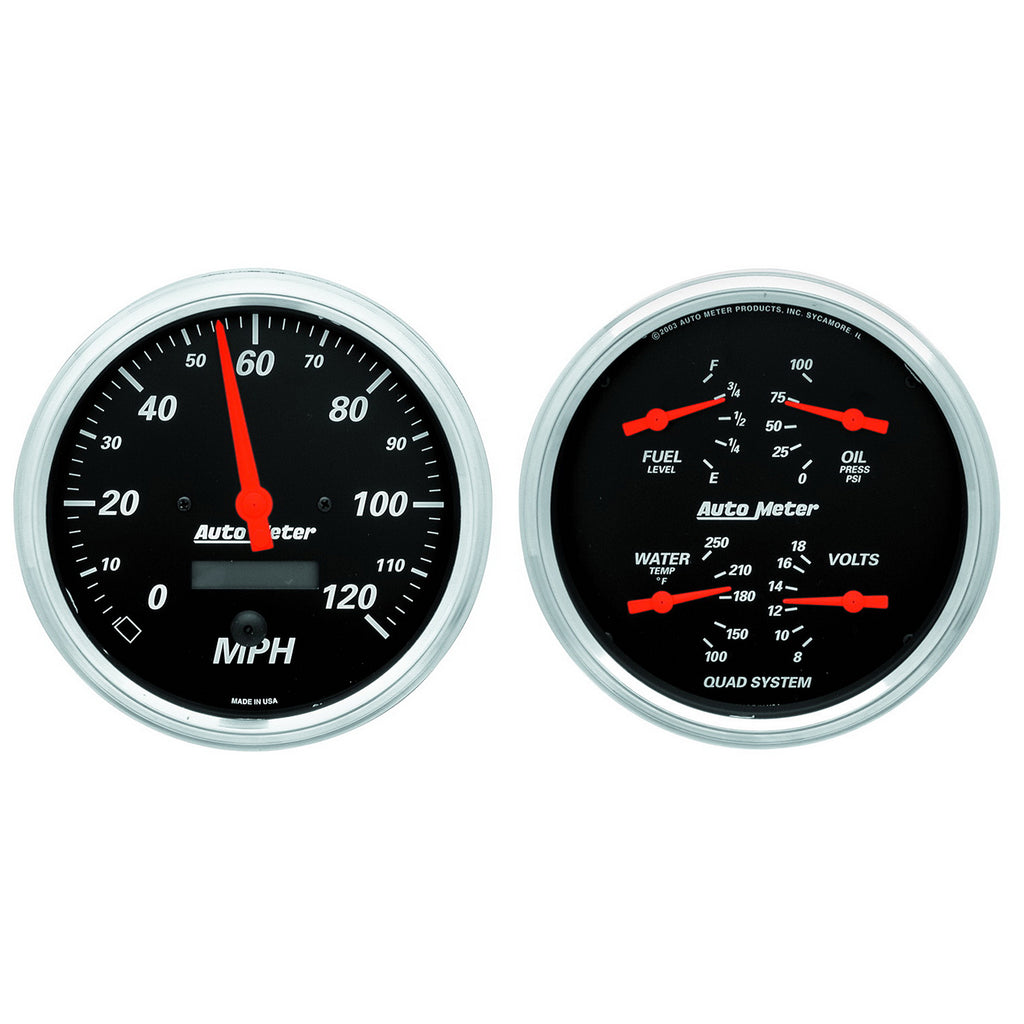 AutoMeter 1403 GAUGE KIT, 2 PC., QUAD & SPEEDOMETER, 5", DESIGNER BLACK