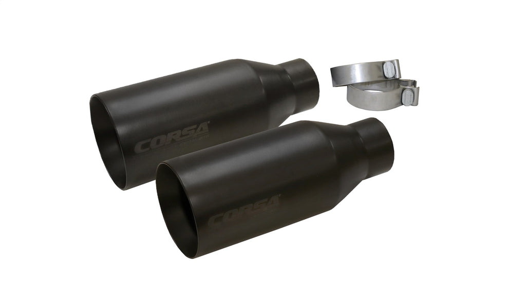 Corsa Performance 14051BPC Single (Qty 2) 5.0in. Straight Cut Black Powder Coat Tip Kit (Clamps Included) for Select Ford F-150, Ram