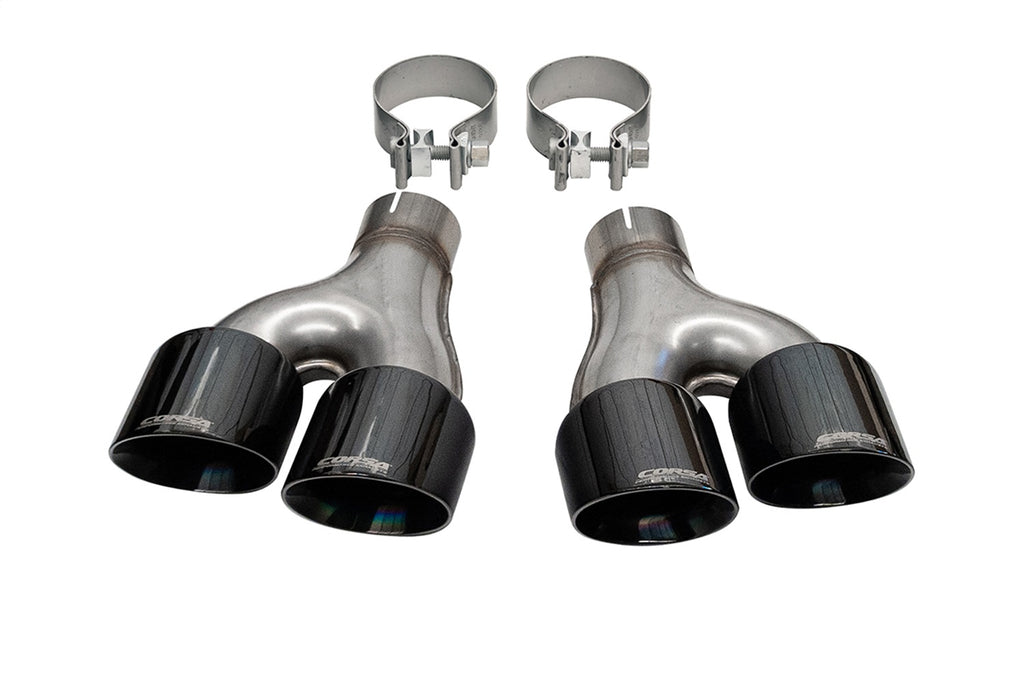 Corsa Performance 14068BLK Twin 4.0in. Polished Black PVD Pro-Series Tip Kit (Clamps Included) for Select Jeep Grand Cherokee