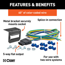 Load image into Gallery viewer, CURT 58545 5-Way Flat Connector Socket with Hardware (Vehicle Side; Packaged) - Truck Part Superstore