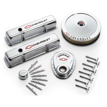 Load image into Gallery viewer, Proform 141-900 Chrome w/Red Chevy Logo for Select Chevrolet 3B, Chevrolet 3C, Chevrolet 3D, Chevrolet 3E, Chevrolet 3F, Chevrolet 3G, Chevrolet B60, Chevrolet Bel Air, Chevrolet Biscayne, Chevrolet Blazer, Chevrolet Brookwood, Chevrolet C10, Chevrolet