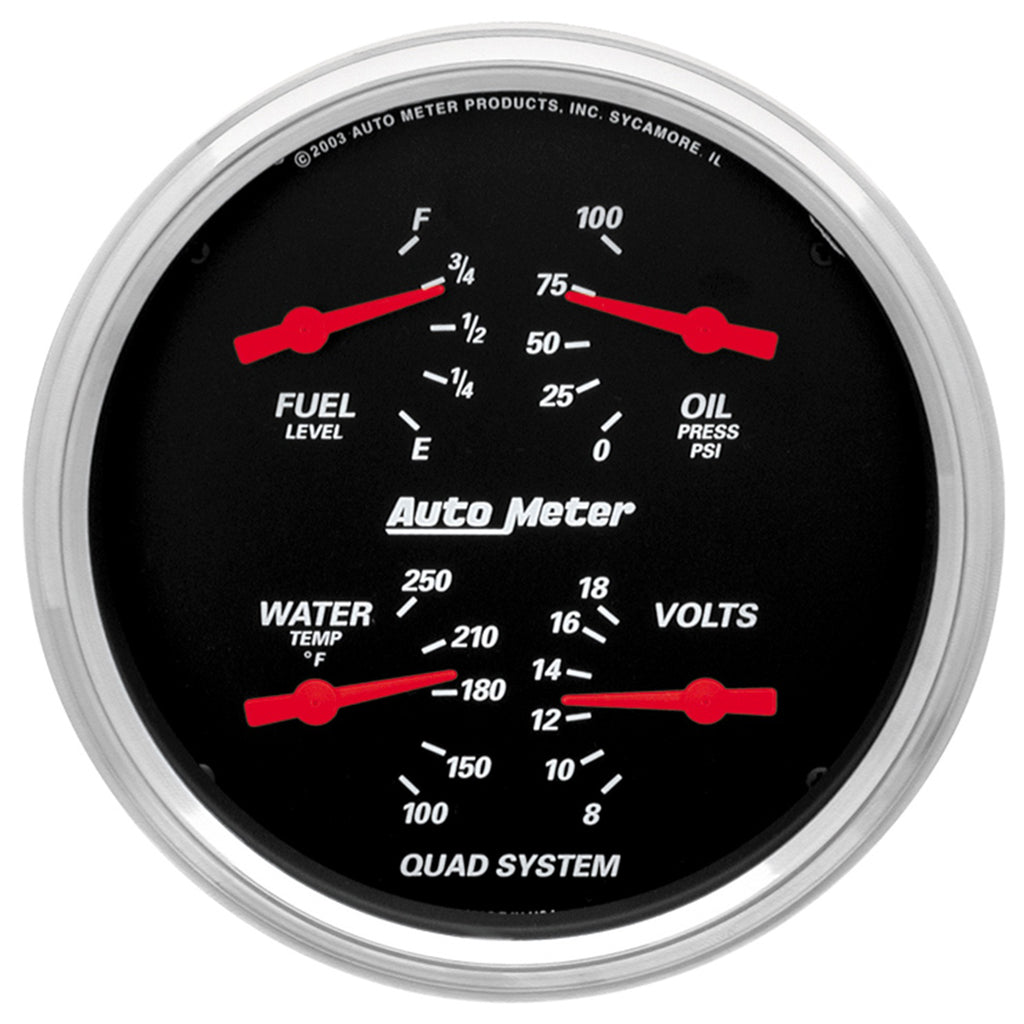 AutoMeter 1410 GAUGE, QUAD, 5", 240OE-33OF, ELEC, DESIGNER BLACK