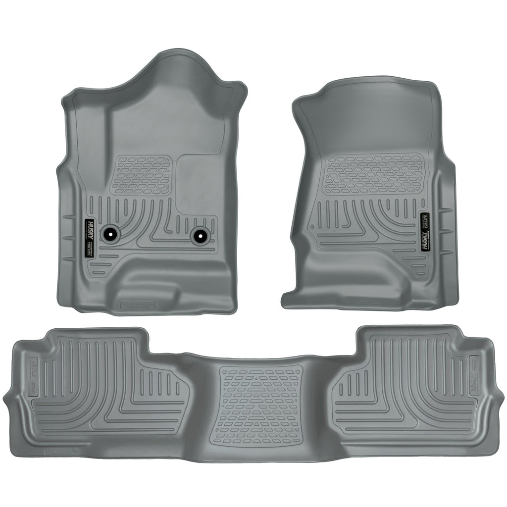 1417-SilveradoSierra-150025003500-Double-Cab-Front2Nd-Seat-Liners-Weatherbeater-Grey