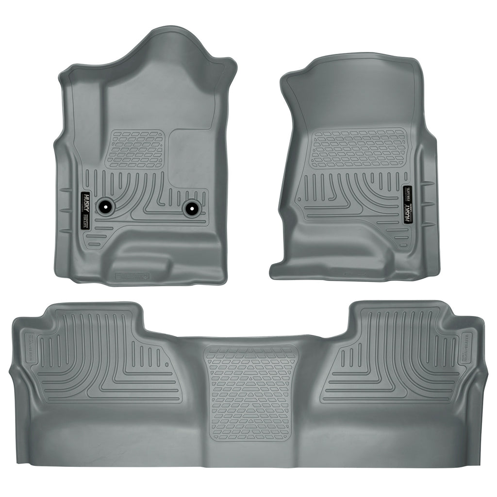 1417-SilveradoSierra-Crew-Cab-Front2Nd-Seat-Floor-Liners-2Nd-Row-Only-Covers-Footwell-Grey