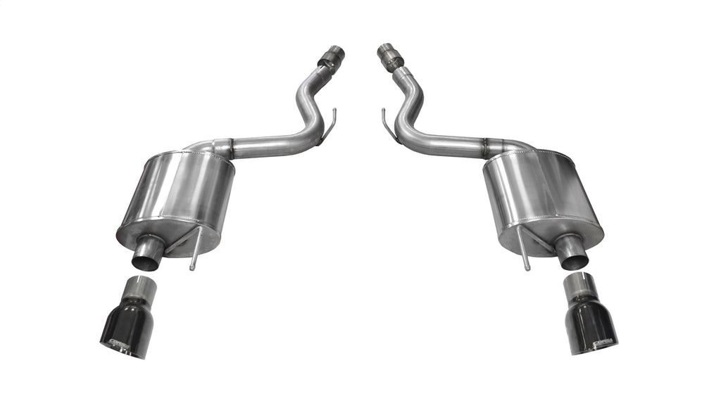Corsa Performance 14329BLK 3.0in. Axle-Back Dual Rear Exit with Single 4.5in. Black PVD Pro-Series Tips for Select Ford Mustang