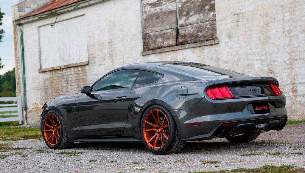 Corsa Performance 14329BLK 3.0in. Axle-Back Dual Rear Exit with Single 4.5in. Black PVD Pro-Series Tips for Select Ford Mustang