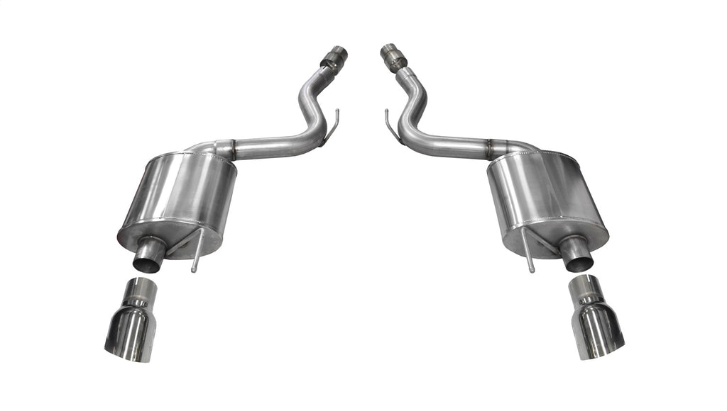 Corsa Performance 14329 3.0in. Axle-Back Dual Rear Exit with Single 4.0in. Polished Pro-Series Tips for Select Ford Mustang