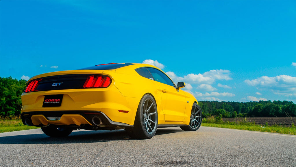 Corsa Performance 14329 3.0in. Axle-Back Dual Rear Exit with Single 4.0in. Polished Pro-Series Tips for Select Ford Mustang
