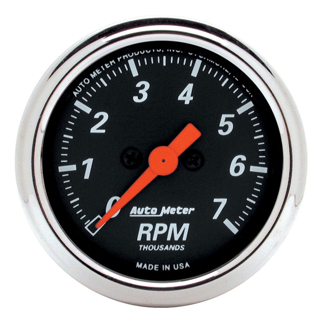 AutoMeter 1477 GAUGE, TACHOMETER, 2 1/16", 7K RPM, IN-DASH, DESIGNER BLACK