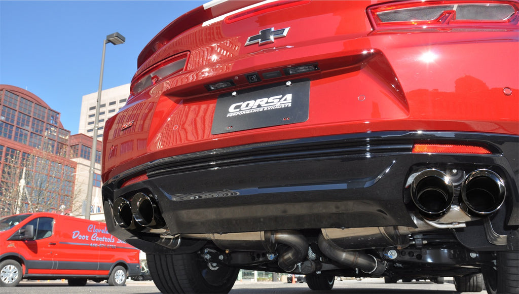 Corsa Performance 14784BLK 2.75in. Axle-Back Dual Rear Exit with Twin 4.0in. Black PVD Pro-Series Tips for Select Chevrolet Camaro