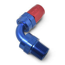 Load image into Gallery viewer, Performance--10-An-RedBlue-90-Deg-Full-Flow-Swivel-Pipe-Thread-Hose-End-(With-12In-Npt)