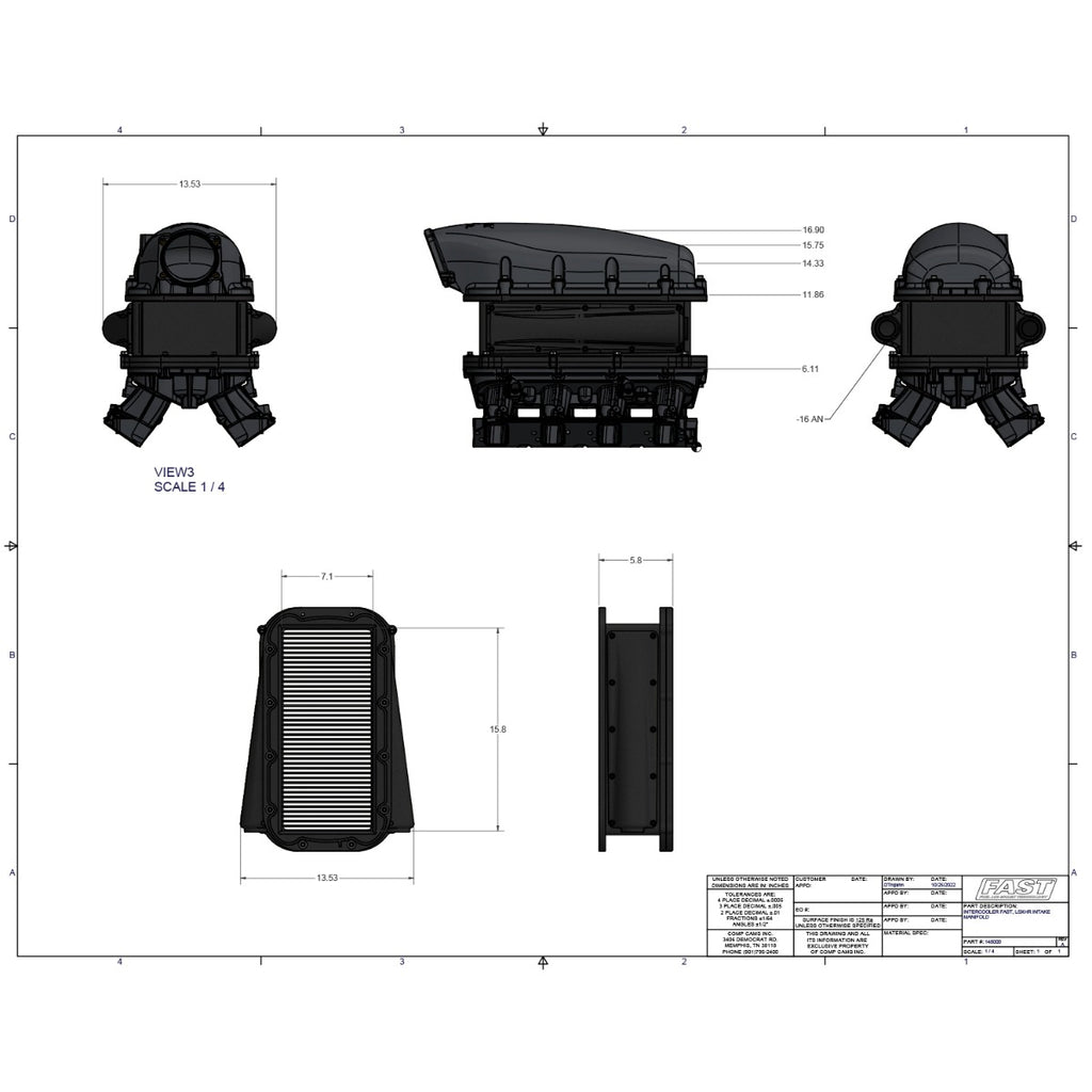 FAST 148000 FAST LSXHR Intake Manifold Intercooler