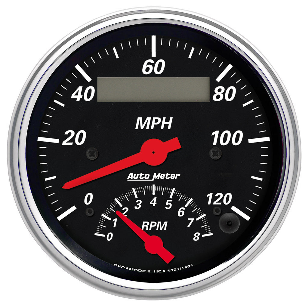AutoMeter 1481 GAUGE, TACH/SPEEDO, 3 3/8", 120MPH & 8K RPM, ELEC. PROGRAM., DESIGNER BLK