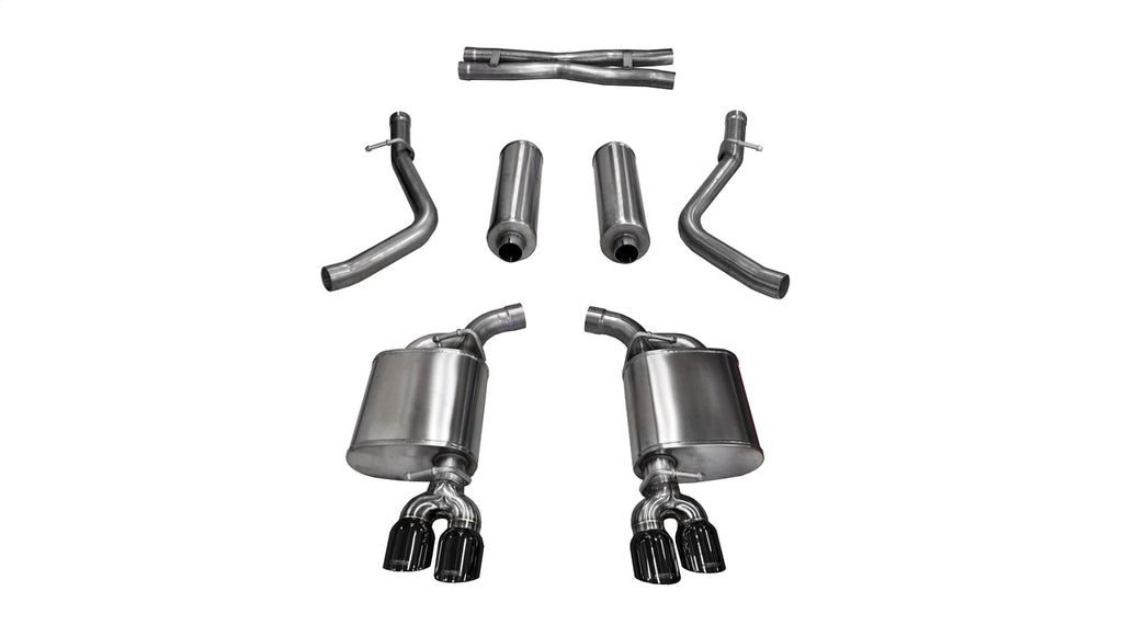 Corsa Performance 14985BLK 2.5in. Cat-Back Dual Rear Exit with Twin 3.5in. Black PVD Pro-Series Tips for Select Dodge Challenger