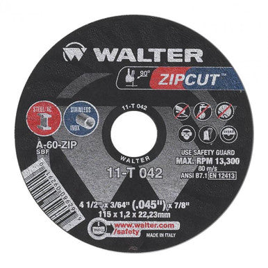 Walter 11T042 Zipcut 4.5X3/64X7/8'' T1 Cut-Off Wheel