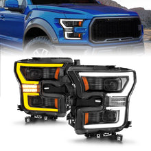 Load image into Gallery viewer, 15-17-Ford-F-150-Led-Projector-Headlights---W-Light-Bar-Switchback-Black-Housing