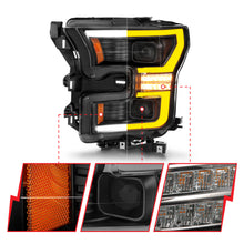 Load image into Gallery viewer, 15-17-Ford-F-150-Led-Projector-Headlights---W-Light-Bar-Switchback-Black-Housing
