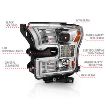 Load image into Gallery viewer, 15-17-Ford-F-150-Proj-Headlights-W-Plank-Style-Design-Chrome-W-Amber-Sequential-Turn-Signal