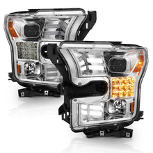 Load image into Gallery viewer, 15-17-Ford-F-150-Proj-Headlights-W-Plank-Style-Design-Chrome-W-Amber-Sequential-Turn-Signal