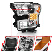 Load image into Gallery viewer, 15-17-Ford-F-150-Proj-Headlights-W-Plank-Style-Design-Chrome-W-Amber-Sequential-Turn-Signal