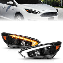 Load image into Gallery viewer, 15-18-Ford-Focus-Projector-Headlights---W-Light-Bar-Switchback-Black-Housing