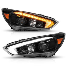 Load image into Gallery viewer, 15-18-Ford-Focus-Projector-Headlights---W-Light-Bar-Switchback-Black-Housing