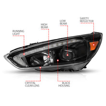 Load image into Gallery viewer, 15-18-Ford-Focus-Projector-Headlights---W-Light-Bar-Switchback-Black-Housing