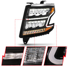 Load image into Gallery viewer, 15-20-Chevy-TahoeSuburban-Led-Light-Bar-Style-Headlights-Black-WSequential-WDrl-WAmber