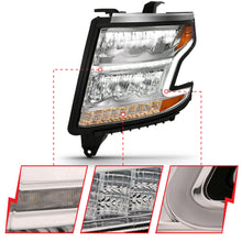 Load image into Gallery viewer, 15-20-Chevy-TahoeSuburban-Led-Light-Bar-Style-Headlights-WSequential-Chrome-WAmber