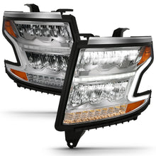 Load image into Gallery viewer, 15-20-Chevy-TahoeSuburban-Led-Light-Bar-Style-Headlights-WSequential-Chrome-WAmber