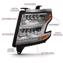 Load image into Gallery viewer, 15-20-Chevy-TahoeSuburban-Led-Light-Bar-Style-Headlights-WSequential-Chrome-WAmber