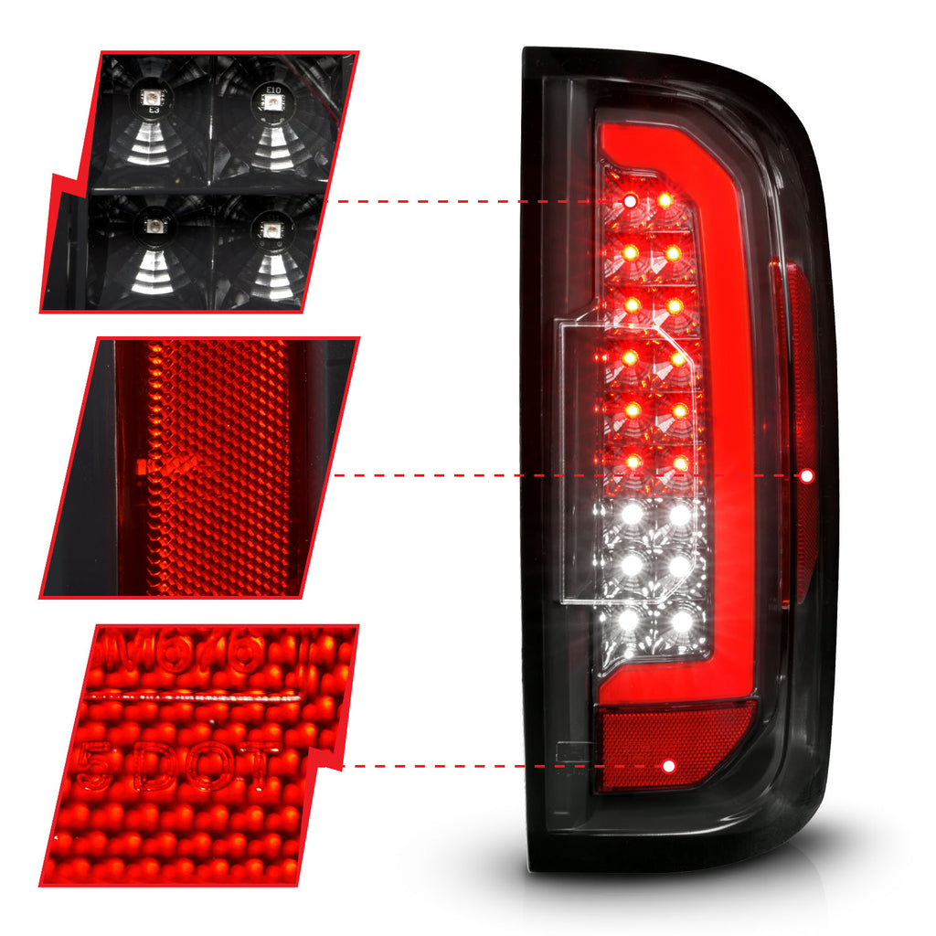 15-21-Gmc-Canyon-Full-Led-Taillights-W-Red-Lightbar-Black-HousingClear-Lens