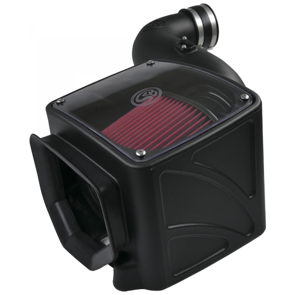 ~(15-Lbs.-25X16x15)~-Cold-Air-Intake-For-07-10-Chevrolet-Silverado-Gmc-Sierra-V8-6.6L-Lmm-Duramax-Cotton-Cleanable-Red-S-B