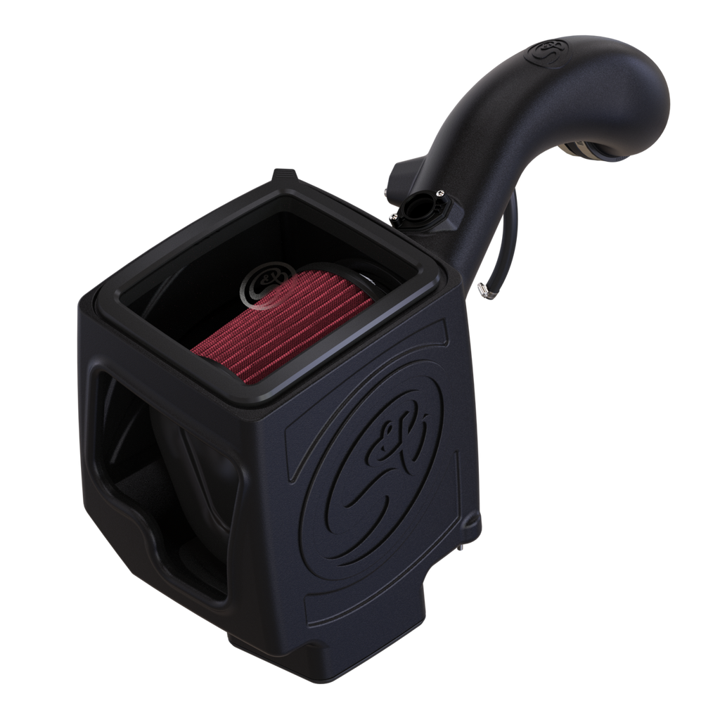~(15-Lbs.-25X16x15)~-Cold-Air-Intake-For-09-13-Chevrolet-Silverado-Sierra-2500-3500-6.0L-Cotton-Cleanable-Red-S-B
