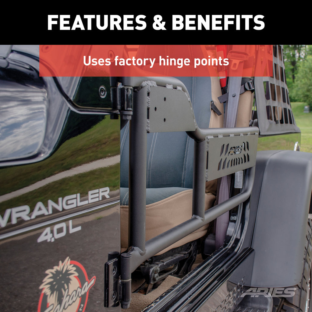 ARIES 1500100 Jeep Wrangler TJ Aluminum Tube Doors for Select Jeep Wrangler