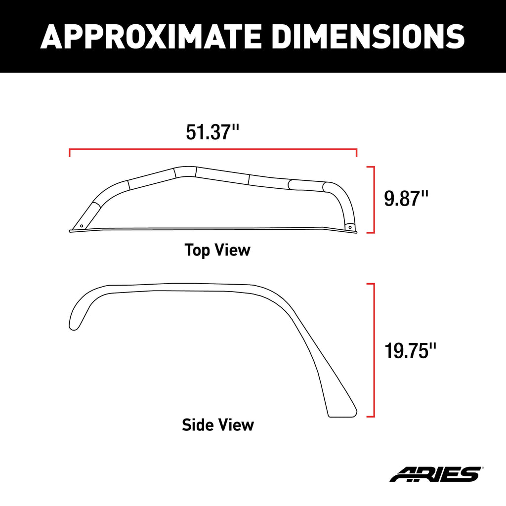 ARIES 1500202 Jeep Wrangler JK Raw Aluminum Front Fender Flares for Select Jeep Wrangler