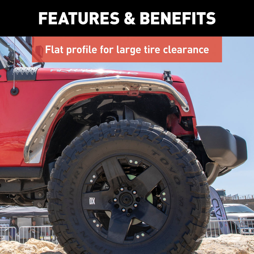 ARIES 1500202 Jeep Wrangler JK Raw Aluminum Front Fender Flares for Select Jeep Wrangler
