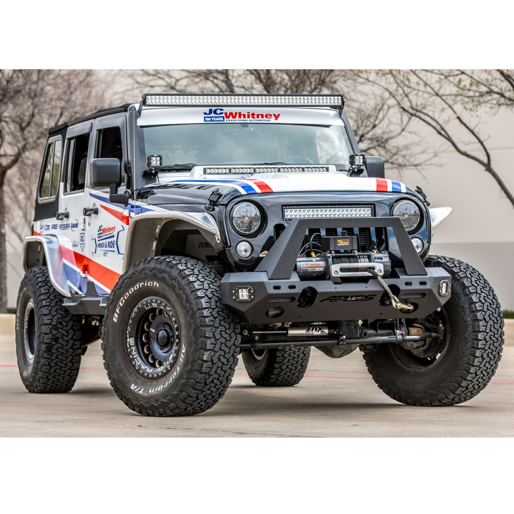 ARIES 1500202 Jeep Wrangler JK Raw Aluminum Front Fender Flares for Select Jeep Wrangler