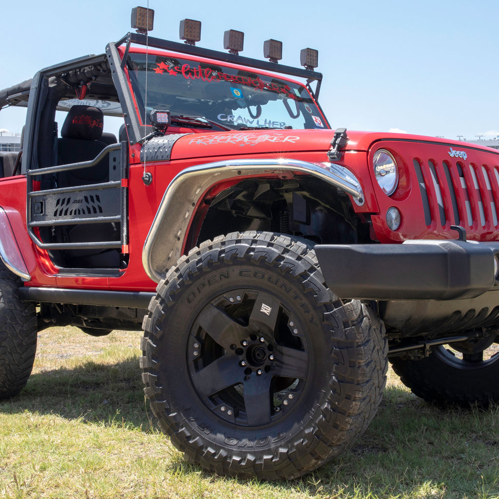 ARIES 1500202 Jeep Wrangler JK Raw Aluminum Front Fender Flares for Select Jeep Wrangler